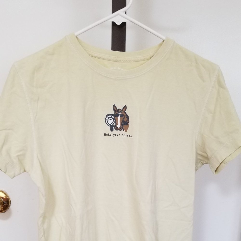 Life is Good Jake Horse Lovers T shirt Hold your horses Size M